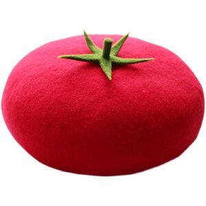 8777 Kawaii Fruit Tomato Berets Hat Cute Funny Christmas Cap Winter Warm Women